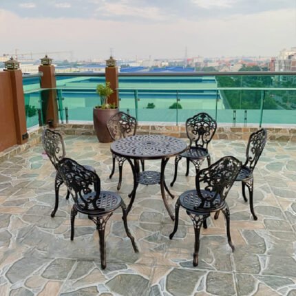 Bàn ghế sân vườn ngoài trời BA-T80-6GN